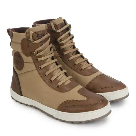 Sturdy Leather Boots Light Khaki