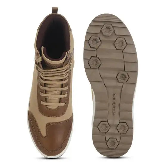 Sturdy Leather Boots Light Khaki