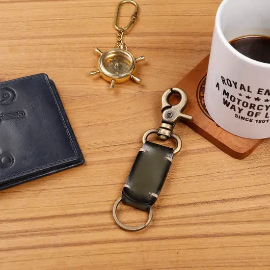 Leather Key Chain Op Olive