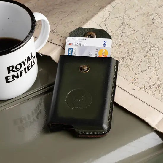 Leather Flap Rfid Card Case Olive