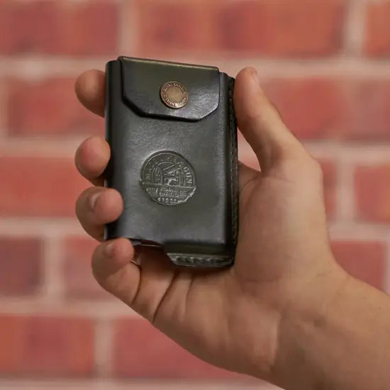 Leather Flap Rfid Card Case Olive