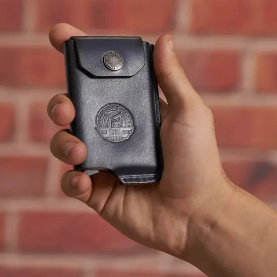 Leather Flap Rfid Card Case Navy