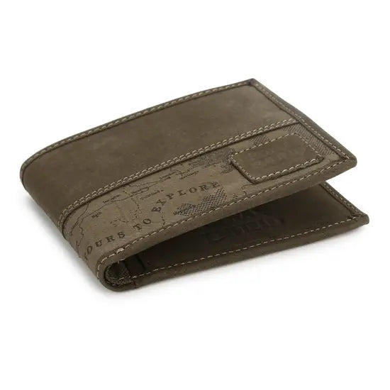 Vintage Map Wallet – Olive