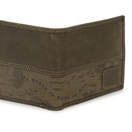 Vintage Map Wallet – Olive